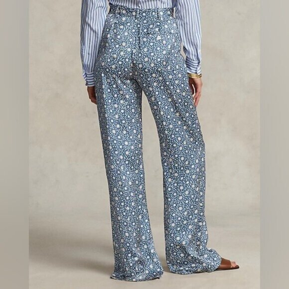Polo Ralph Lauren Starburst-Motif Satin Wide-Leg Graphic Print Pants Size 6 New - Picture 11 of 11
